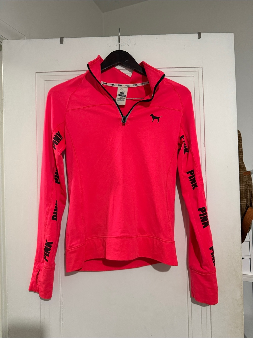 PINK Victoria's Secret Neon Pink Quarter-Zip Pullover
